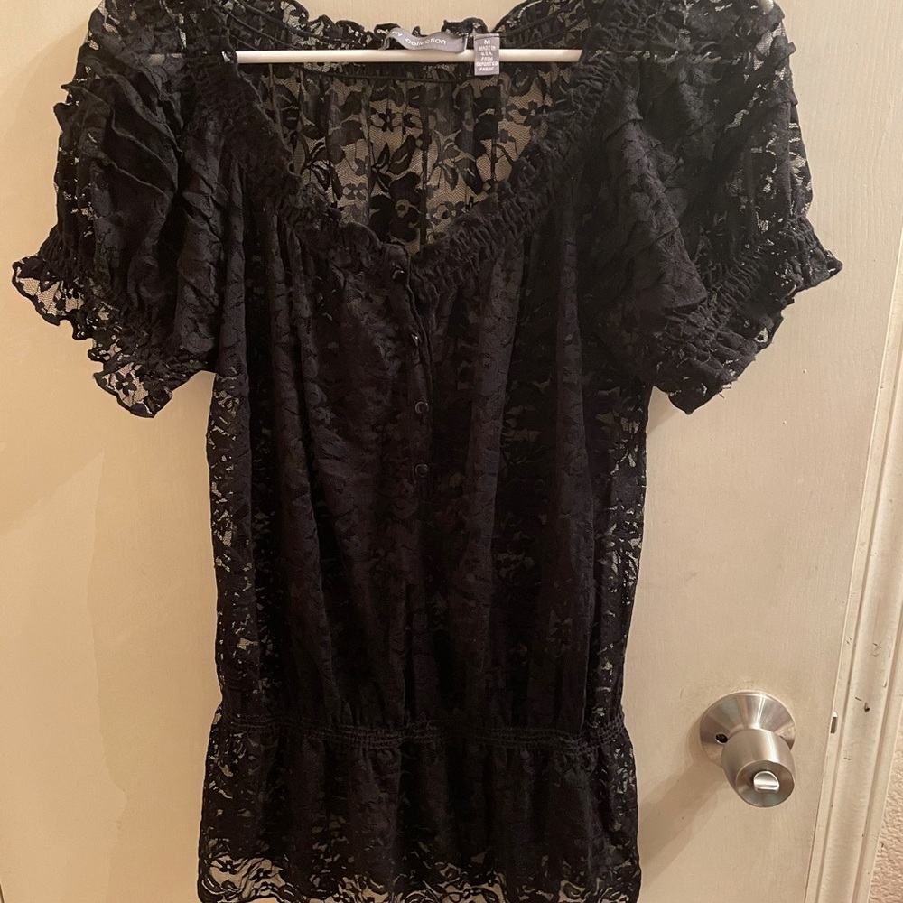 Black Lace NY Collection Blouse Size Medium